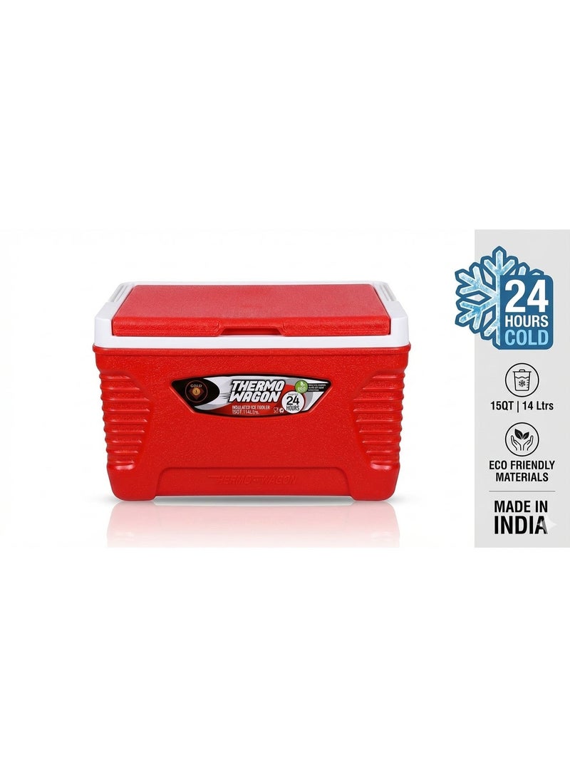 PRINCEWARE 14-Litre Ice Box Thermo insulated Picnic Cool Box-Thermo Keeper Container Expanded Cooler Fishing Ice Box-Red - Image 2